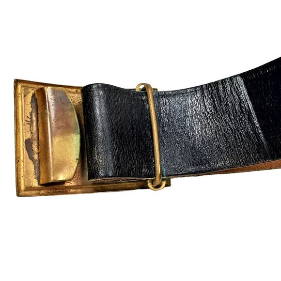 1930s Augusta US Military Academy Belt and Buckle Inscribed Gold Tone 33.5" - Picture 4 of 9